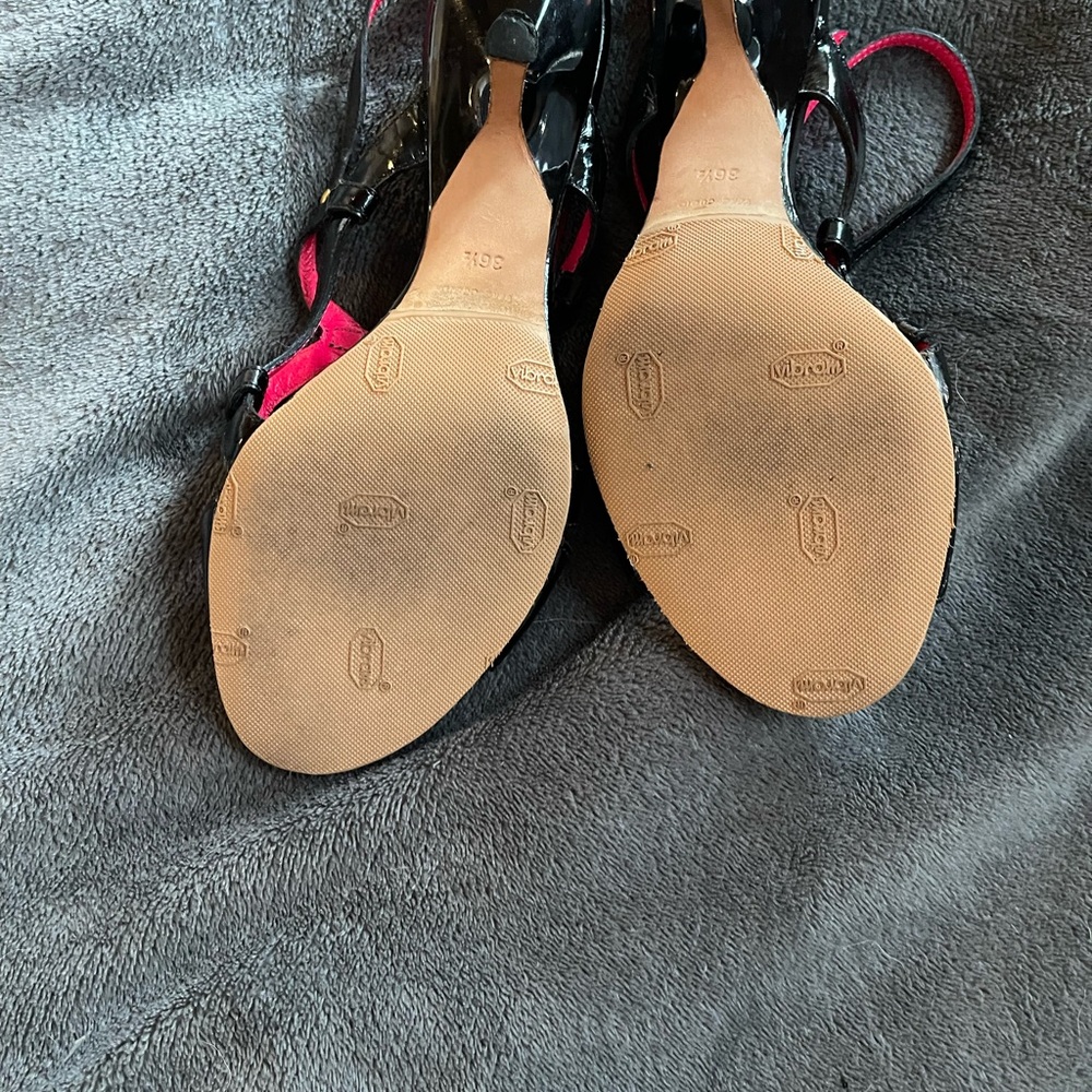 Sale 🔥 Alexander McQueen Black Patent Leather Heels Strap Sandals Size 6 - Picture 8 of 9